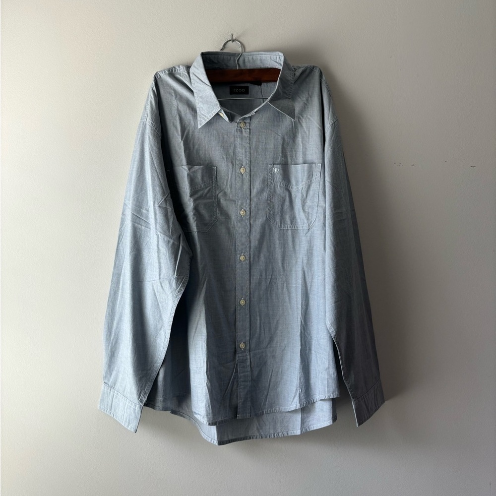 NWT Izod light blue‎ button up casual men's long sleeve top size XL